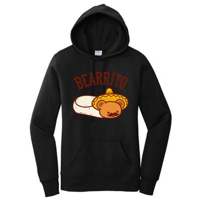 Mexican Bearrito Teddy Bear Burrito With Mustache Women's Pullover Hoodie