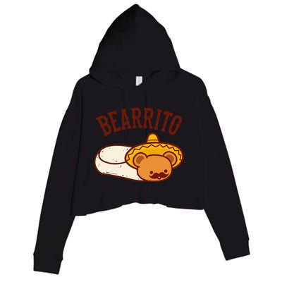 Mexican Bearrito Teddy Bear Burrito With Mustache Crop Fleece Hoodie