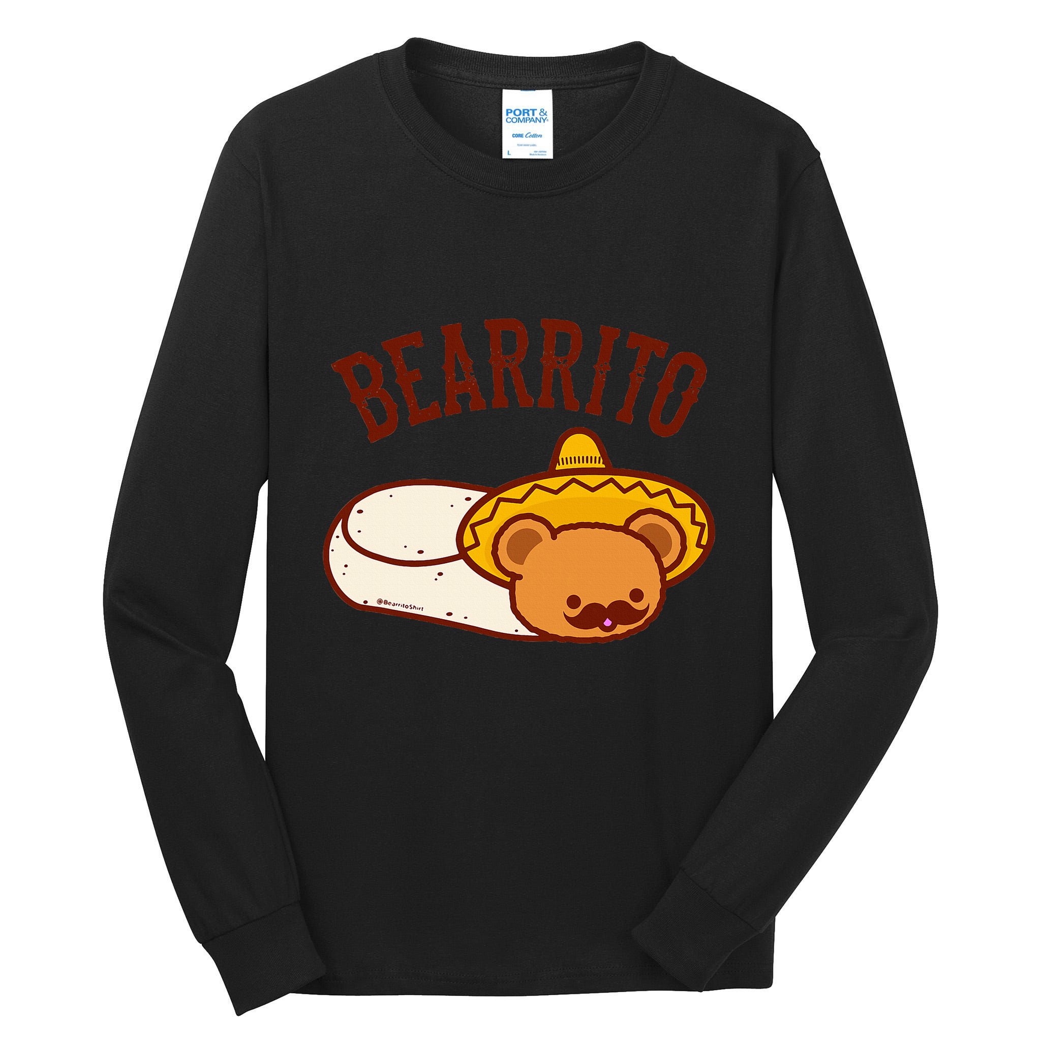 Mexican Bearrito Teddy Bear Burrito With Mustache Tall Long Sleeve T-Shirt