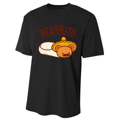 Mexican Bearrito Teddy Bear Burrito With Mustache Performance Sprint T-Shirt