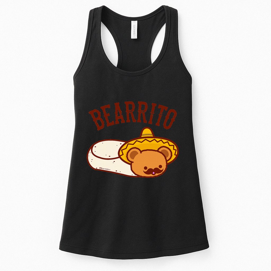 Mexican Bearrito Teddy Bear Burrito With Mustache Womens Tank Top