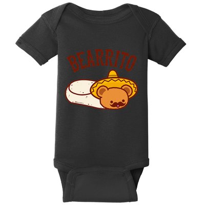 Mexican Bearrito Teddy Bear Burrito With Mustache Baby Bodysuit