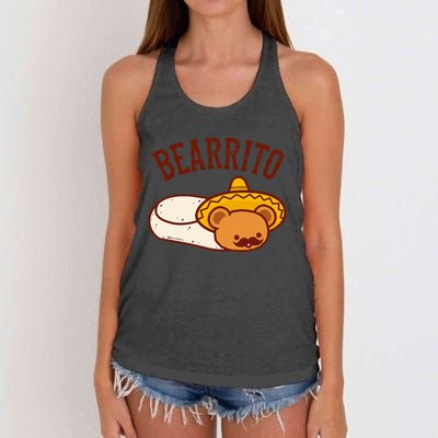 Mexican Bearrito Teddy Bear Burrito With Mustache Women's Knotted Racerback Tank