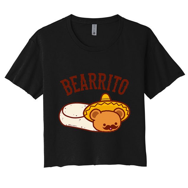 Mexican Bearrito Teddy Bear Burrito With Mustache Crop Top
