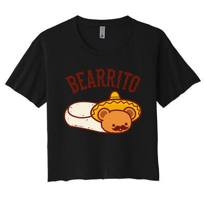 Mexican Bearrito Teddy Bear Burrito With Mustache Women's Crop Top Tee