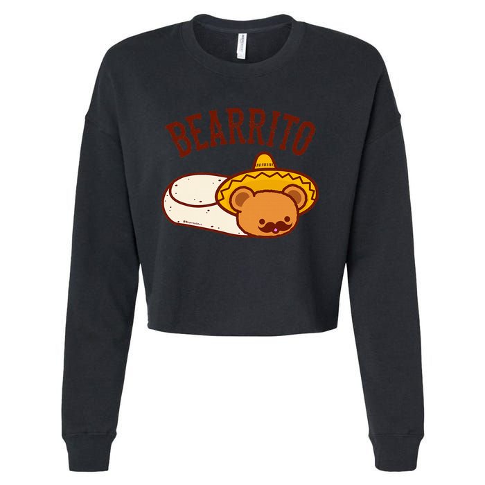 Mexican Bearrito Teddy Bear Burrito With Mustache Cropped Pullover Crew