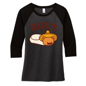 Mexican Bearrito Teddy Bear Burrito With Mustache Women's Tri-Blend 3/4-Sleeve Raglan Shirt