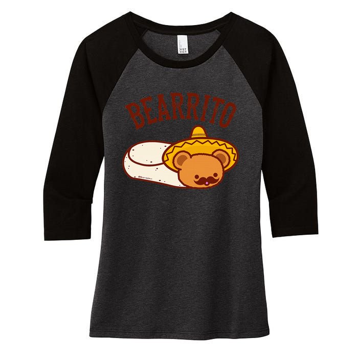 Mexican Bearrito Teddy Bear Burrito With Mustache Women's Tri-Blend 3/4-Sleeve Raglan Shirt