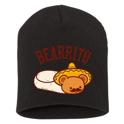 Mexican Bearrito Teddy Bear Burrito With Mustache Short Acrylic Beanie