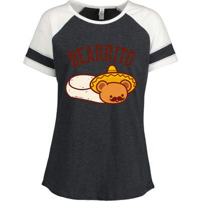 Mexican Bearrito Teddy Bear Burrito With Mustache Enza Ladies Jersey Colorblock Tee