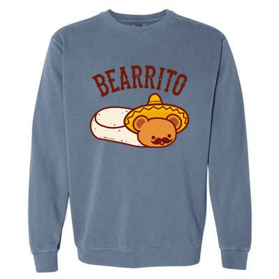 Mexican Bearrito Teddy Bear Burrito With Mustache Garment-Dyed Sweatshirt