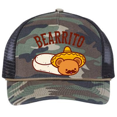 Mexican Bearrito Teddy Bear Burrito With Mustache Retro Rope Trucker Hat Cap