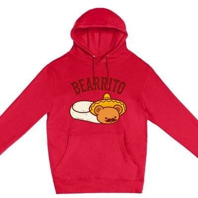 Mexican Bearrito Teddy Bear Burrito With Mustache Premium Pullover Hoodie