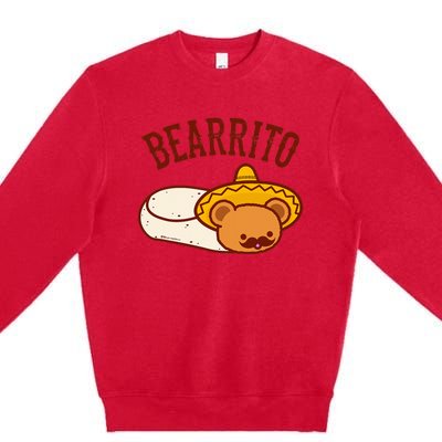 Mexican Bearrito Teddy Bear Burrito With Mustache Premium Crewneck Sweatshirt