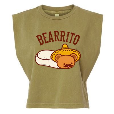 Mexican Bearrito Teddy Bear Burrito With Mustache Garment-Dyed Women's Muscle Tee