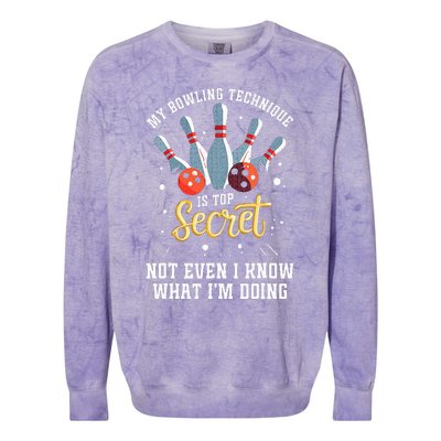 My Bowling Technique Is Secret Funny Bowling Bowler Colorblast Crewneck Sweatshirt