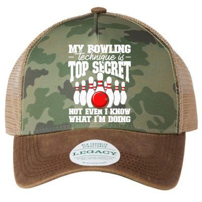 My Bowling Technique Is Secret Funny Bowling Bowler Legacy Tie Dye Trucker Hat