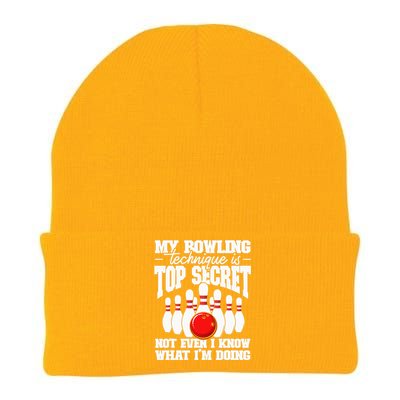 My Bowling Technique Is Secret Funny Bowling Bowler Knit Cap Winter Beanie