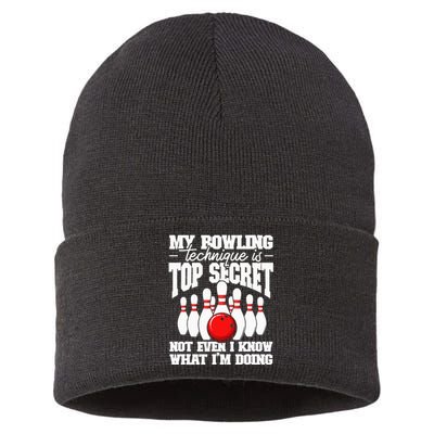 My Bowling Technique Is Secret Funny Bowling Bowler Sustainable Knit Beanie