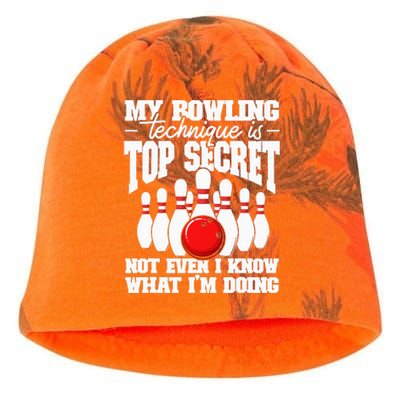 My Bowling Technique Is Secret Funny Bowling Bowler Kati - Camo Knit Beanie