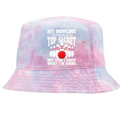 My Bowling Technique Is Secret Funny Bowling Bowler Tie-Dyed Bucket Hat