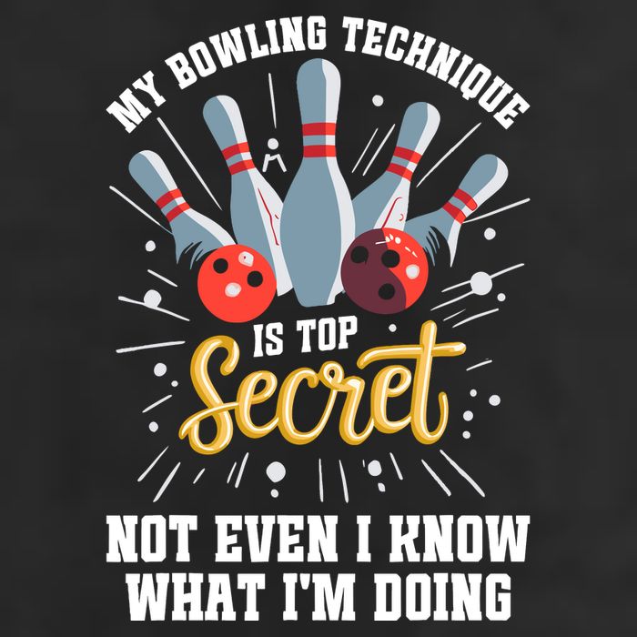 My Bowling Technique Is Top Secret Funny Bowling Bowler 7 Panel Mesh Trucker Snapback Hat