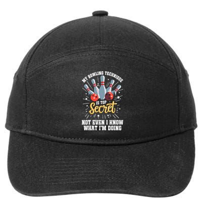 My Bowling Technique Is Top Secret Funny Bowling Bowler 7-Panel Snapback Hat