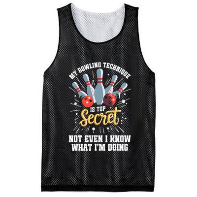 My Bowling Technique Is Top Secret Funny Bowling Bowler Mesh Reversible Basketball Jersey Tank