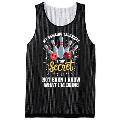 My Bowling Technique Is Top Secret Funny Bowling Bowler Mesh Reversible Basketball Jersey Tank