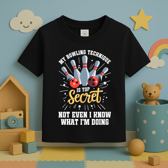 My Bowling Technique Is Top Secret Funny Bowling Bowler Toddler T-Shirt