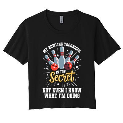 My Bowling Technique Is Top Secret Funny Bowling Bowler Crop Top