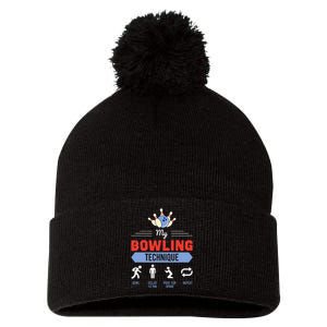 My Bowling Technique Bowling Funny Bowler Gift Pom Pom 12in Knit Beanie