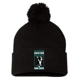 Men Boston Terrier Dad Dog Owner Boston Terrier Pom Pom 12in Knit Beanie