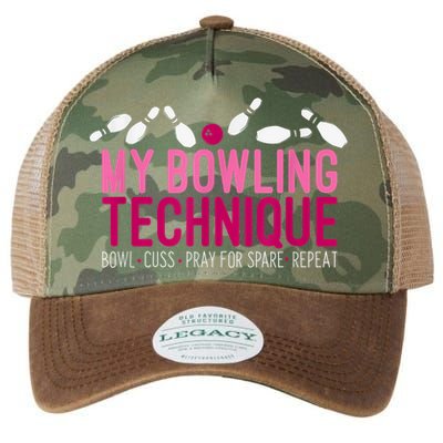 My Bowling Technique Funny Bowler Legacy Tie Dye Trucker Hat