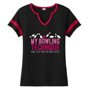 My Bowling Technique Funny Bowler Ladies Halftime Notch Neck Tee