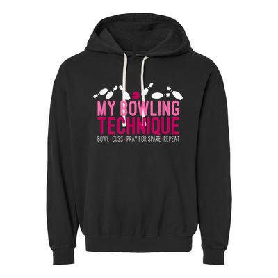 My Bowling Technique Funny Bowler Garment-Dyed Fleece Hoodie