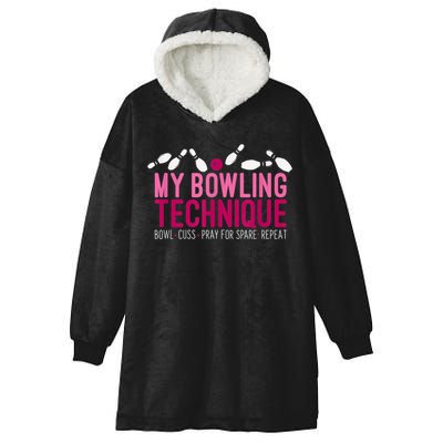 My Bowling Technique Funny Bowler Hooded Wearable Blanket