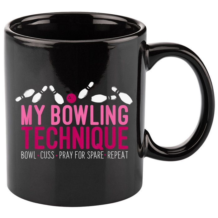 My Bowling Technique Funny Bowler 11oz C Handle Ceramic Mug