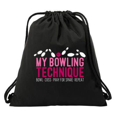 My Bowling Technique Funny Bowler Drawstring Bag