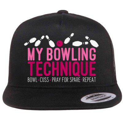 My Bowling Technique Funny Bowler Flatbill Hat