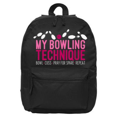 My Bowling Technique Funny Bowler 16 in Basic Backpack