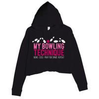 My Bowling Technique Funny Bowler Crop Fleece Hoodie