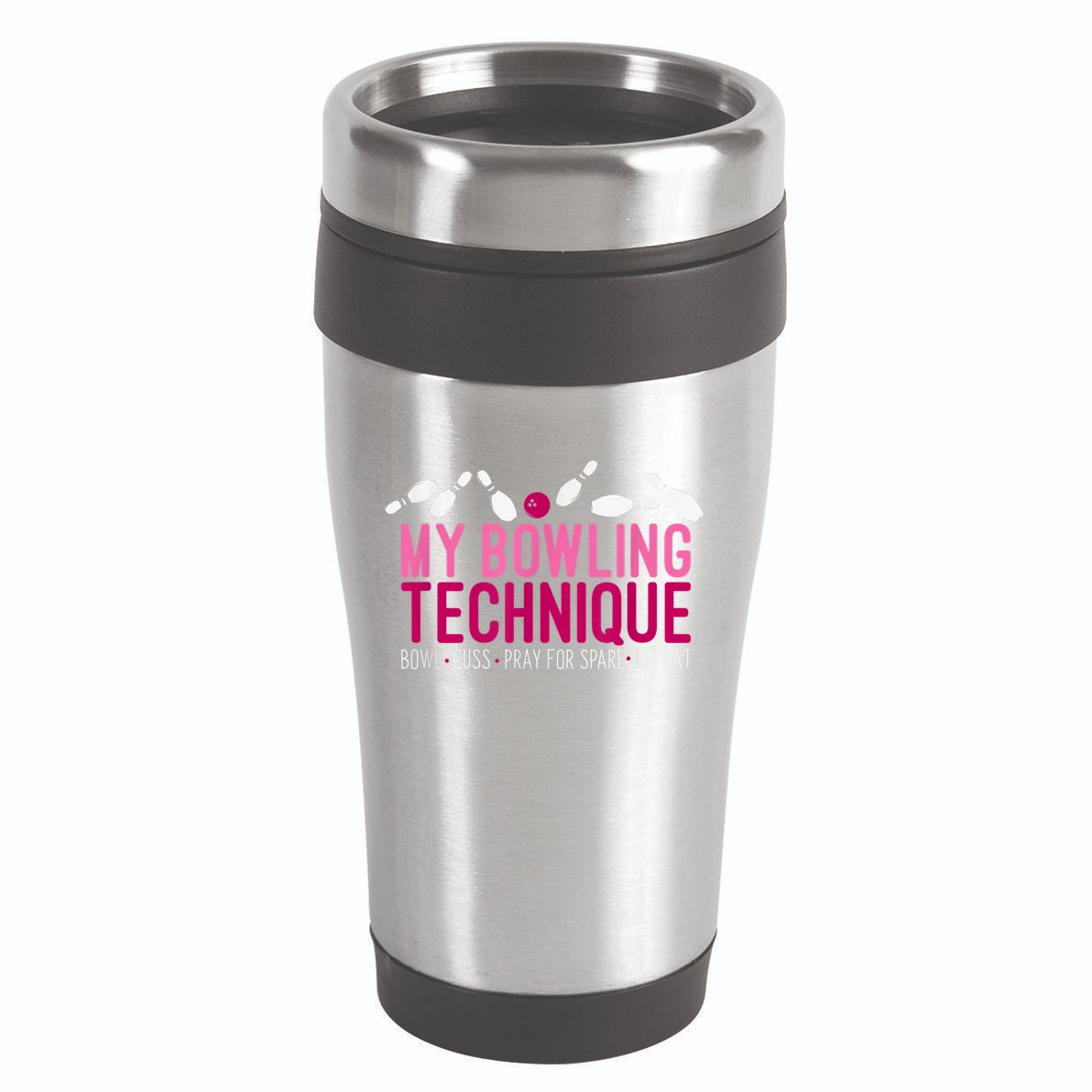 My Bowling Technique Funny Bowler 16oz Travel Tumbler