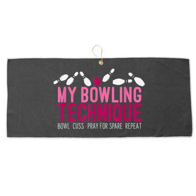 My Bowling Technique Funny Bowler Large Microfiber Waffle Golf Towel