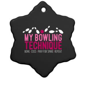 My Bowling Technique Funny Bowler Ceramic Star Ornament