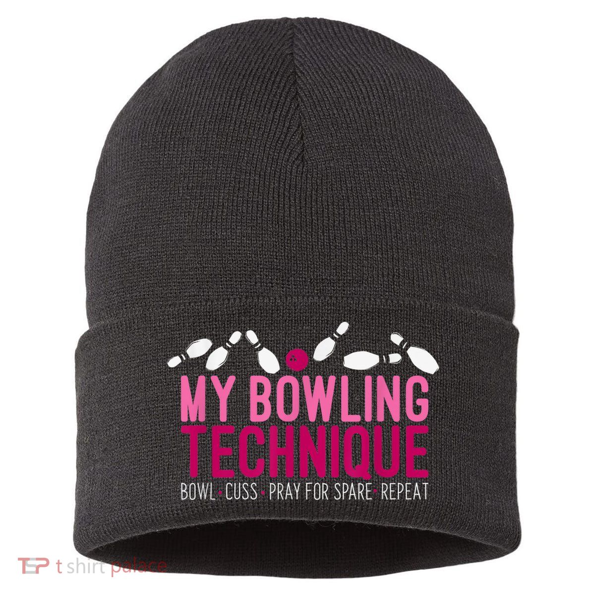 My Bowling Technique Funny Bowler Sustainable Knit Beanie