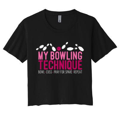 My Bowling Technique Funny Bowler Crop Top