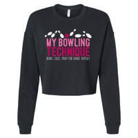 My Bowling Technique Funny Bowler Cropped Pullover Crew