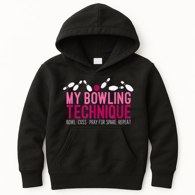 My Bowling Technique Funny Bowler Kids Hoodie