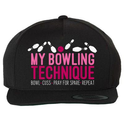 My Bowling Technique Funny Bowler Wool Snapback Cap
